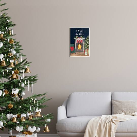 Stupell Industries Cozy Christmas Fireplace Mantel Wall Plaque Art
